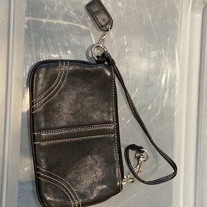 Coach Black Leather Wristlet